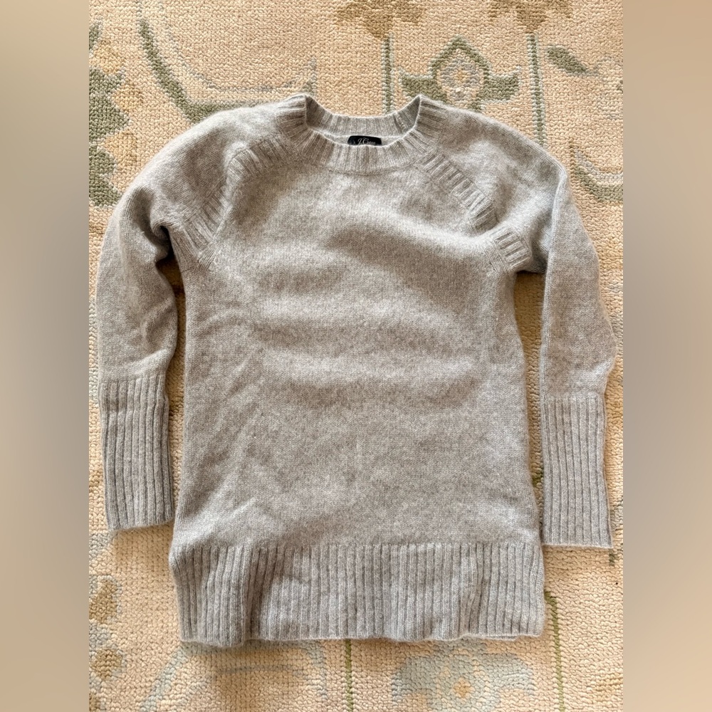 J. Crew Light Gray Cashmere Crew Neck Sweater